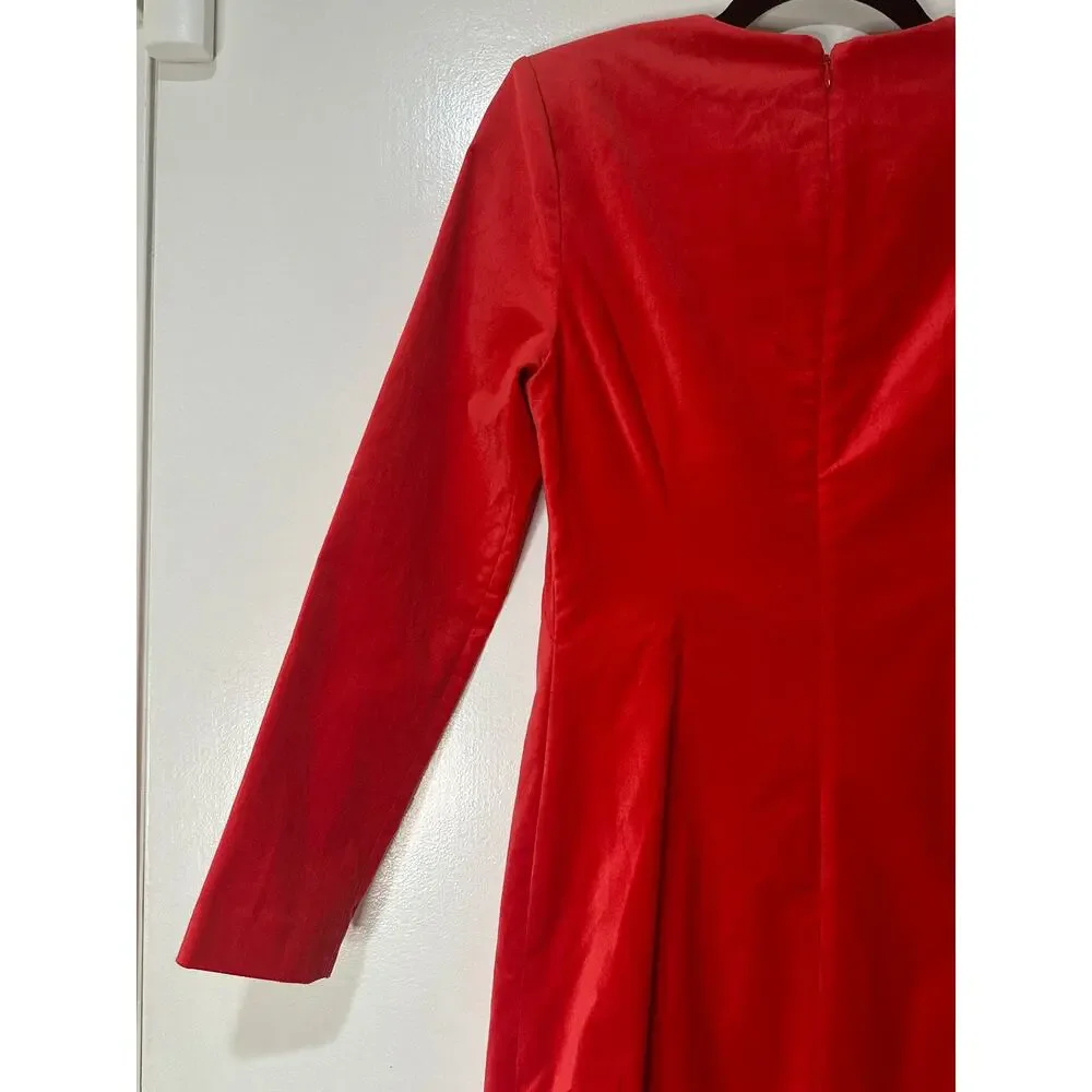 J.Crew Long-Sleeve Shift Dress Red Stretch Luxe Velvet Size 2 NWT Holiday Dress